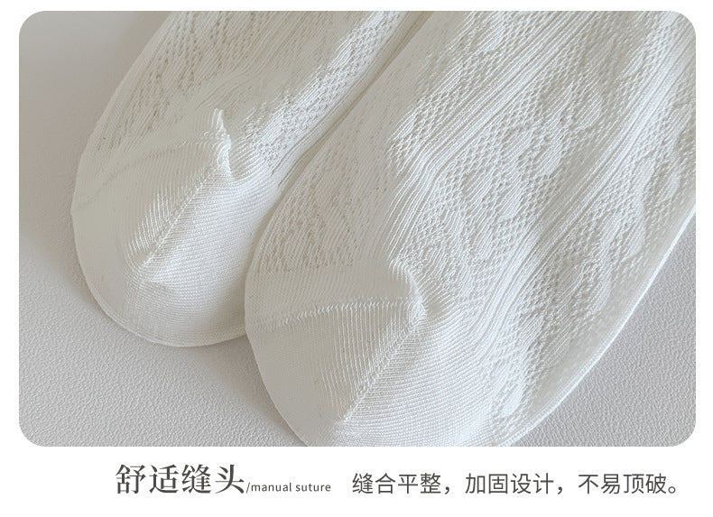 Women's Embroidered Bow Mesh Ankle Socks | Breathable Summer Socks