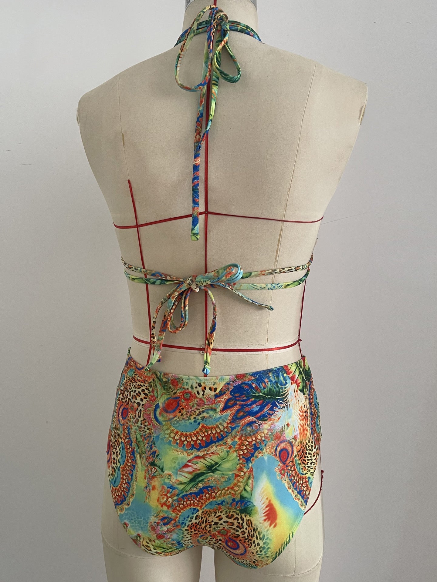 Printed Halter High-Waist Bikini Set | Women's Vacation Swimwear
