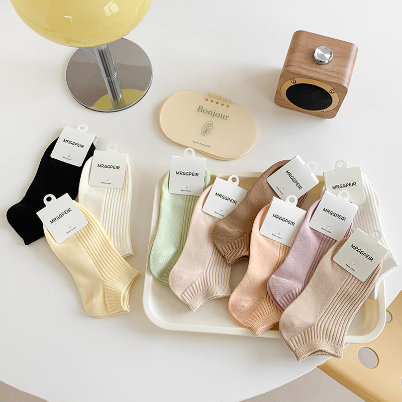 Solid Cotton Ankle Socks for Women | Breathable Everyday Short Socks