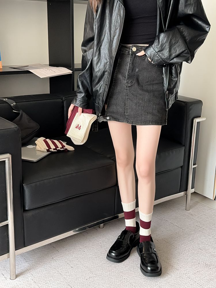 Cute Crew Socks for Women | Burgundy Casual Mid-Calf Socks