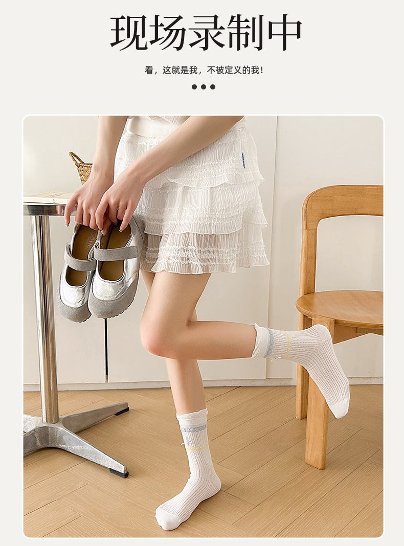 Cute Cotton Crew Socks for Women | Breathable Summer Mid-Calf Socks