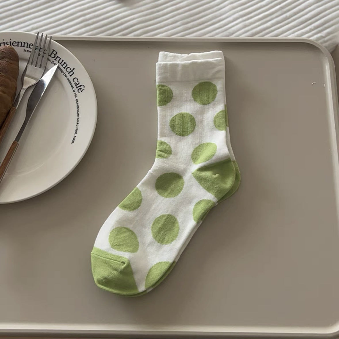 Women's Polka Dot Cotton Crew Socks | Trendy Casual Patterned Socks