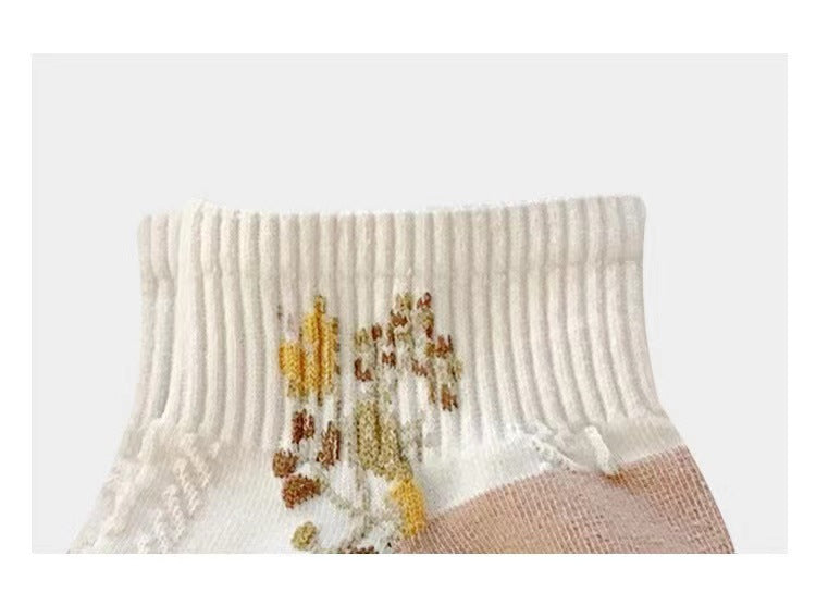 Cute Floral Ankle Socks for Women | Breathable Spring Summer Socks