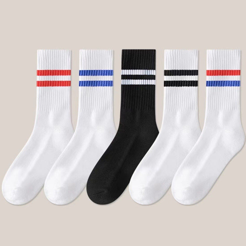Striped Athletic Crew Socks | Moisture-Wicking Running Socks for Women