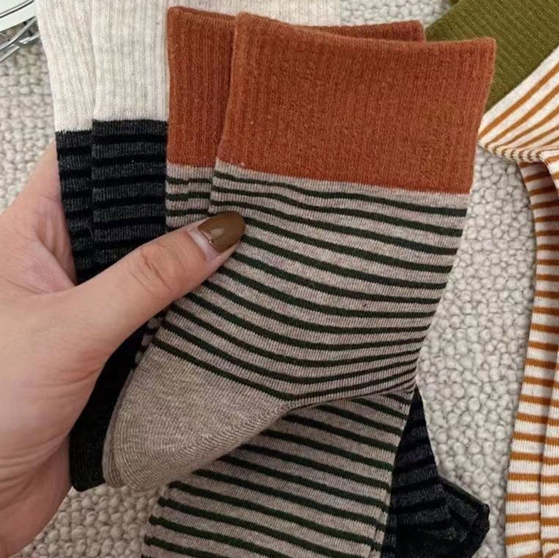 Women's Colorblock Striped Slouch Crew Socks | Casual Cotton Socks
