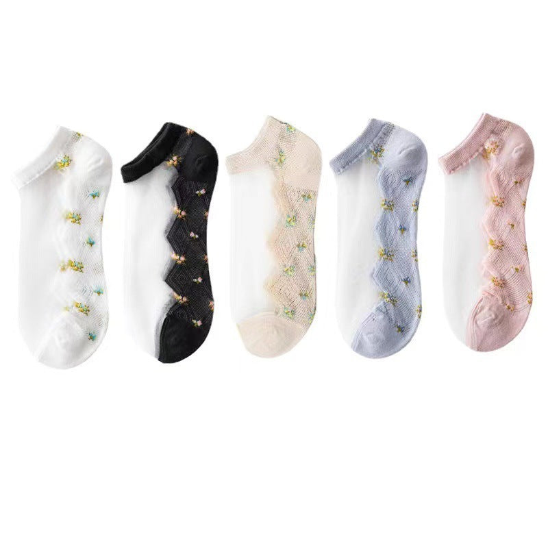 Sheer No-Show Socks for Women | Breathable Cotton Sole Summer Socks