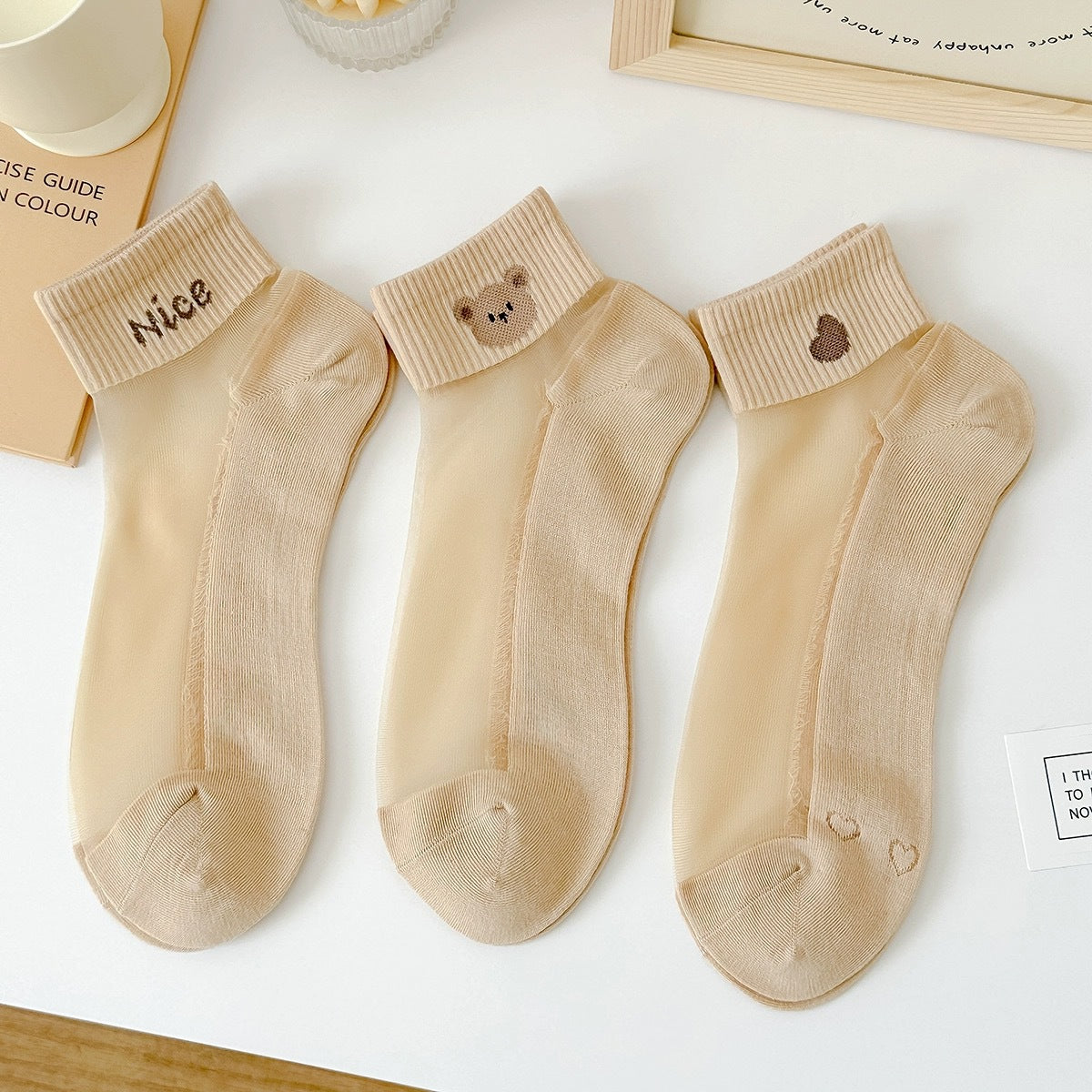 Cute Sheer Ankle Socks | Cotton Sole Summer Socks for Women