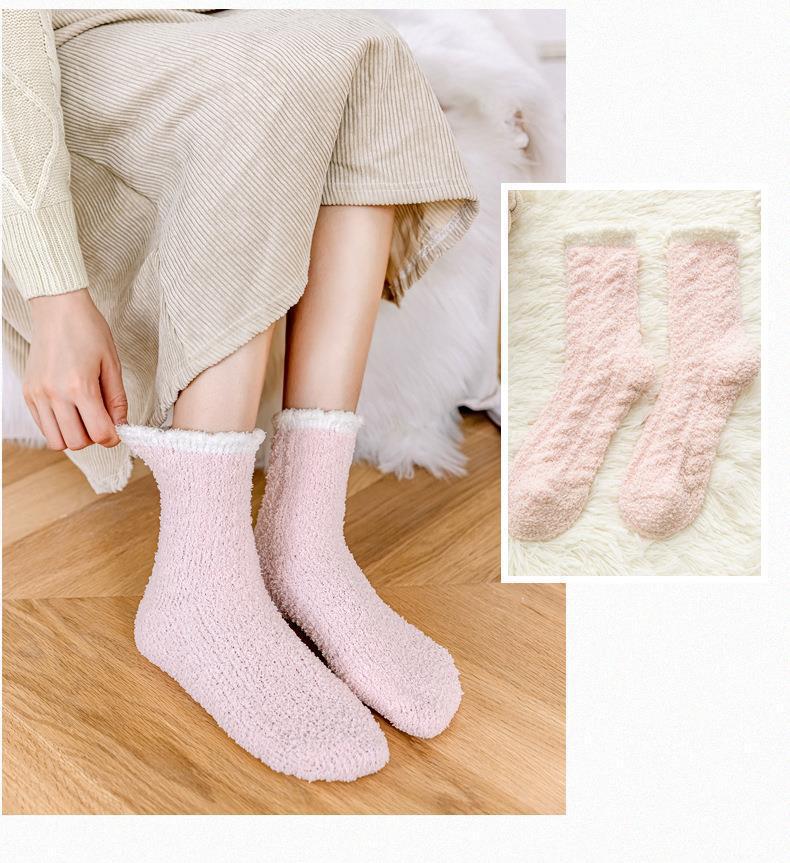 Cozy Fuzzy Coral Fleece Socks | Warm Winter Lounge Socks for Women