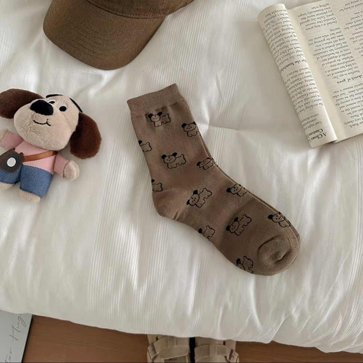Cozy Cotton Crew Socks | Cute Puppy Winter Socks for Women