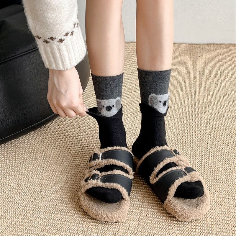 Cozy Cotton Cartoon Crew Socks for Women | Warm Winter Everyday Socks