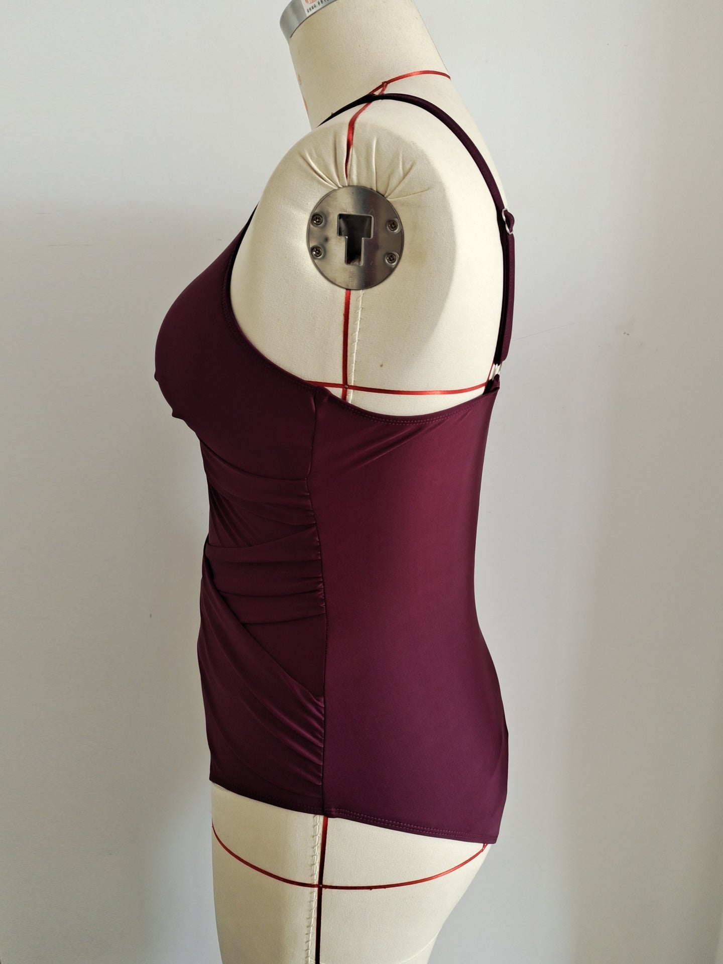 Deep V Halter Plus Size One-Piece Swimsuit | Sexy Purple Swimwear