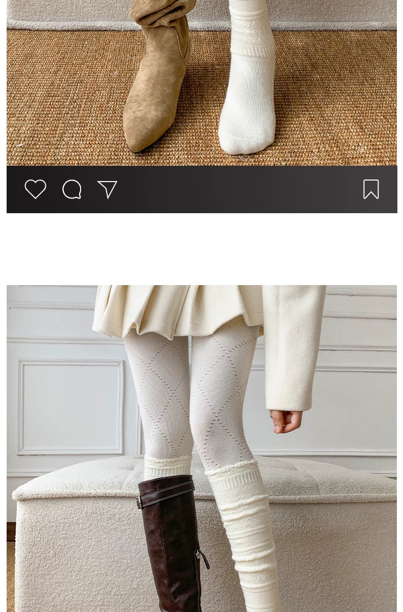 Cozy Cotton Calf Socks for Women | Warm Winter Knit Socks