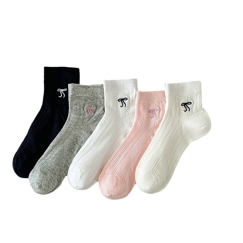 Ballet Bow Ankle Socks | Breathable Mesh Summer Women's Socks