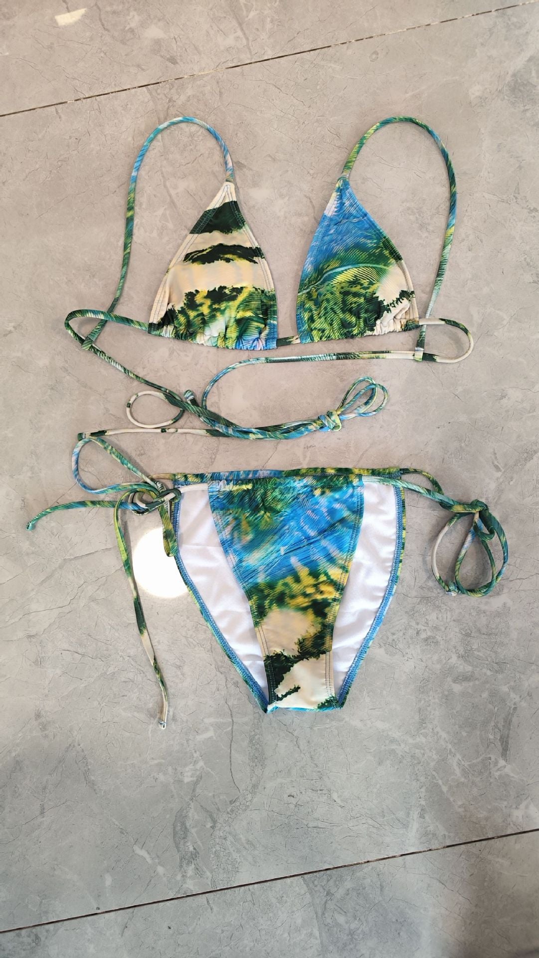 Tropical Printed Cross Wrap Tie Bikini Set | Sexy Women's Swimwear