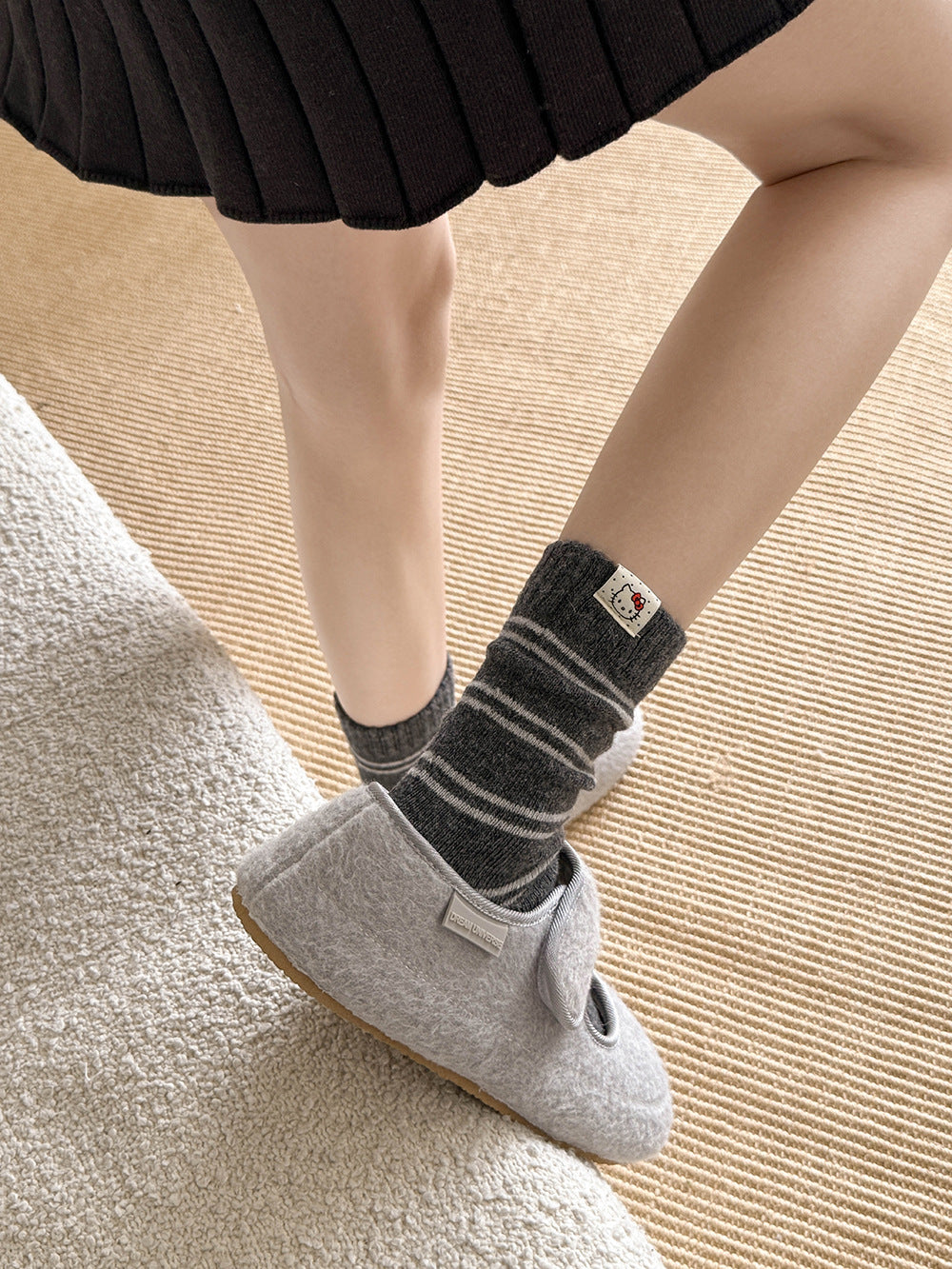 Cozy Wool Striped Crew Socks | Warm Winter Socks for Women