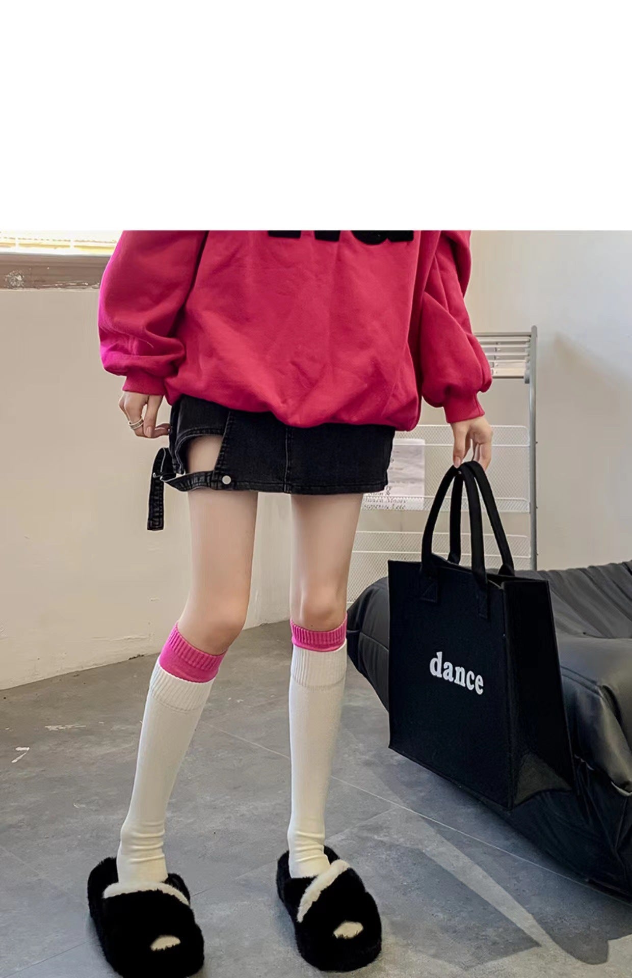 Two-Tone Double Cuff Calf Socks for Women | Slouch Knee High Socks