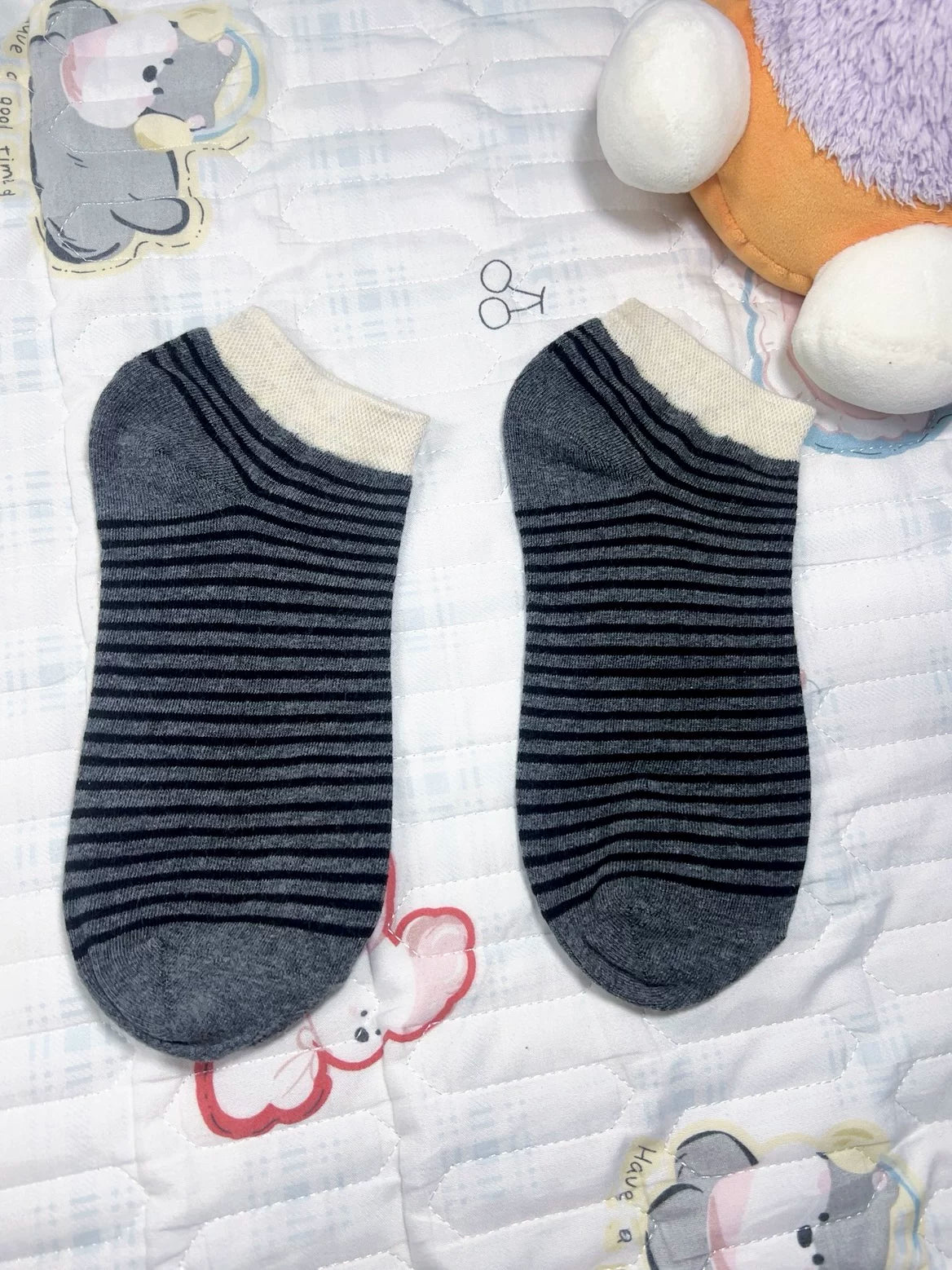 Striped Ankle Socks for Women | Color Block Cotton Casual Socks