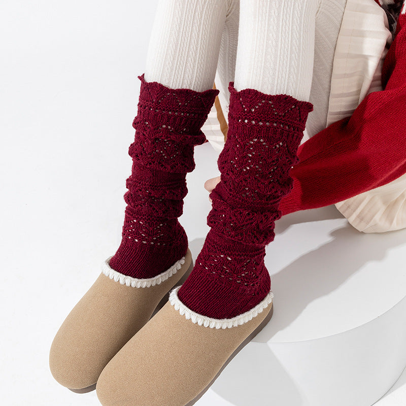 Vintage Openwork Chunky Knit Calf Socks | Cozy Winter Women's Socks