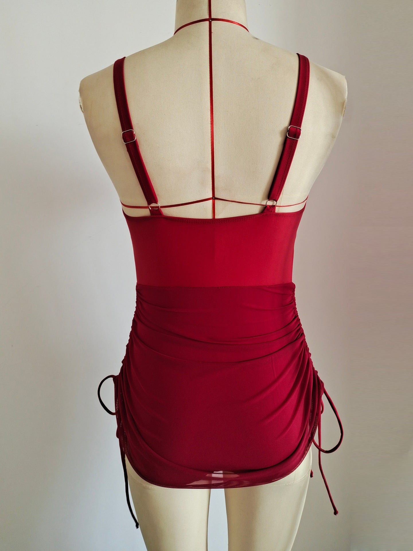 Adjustable Drawstring Skirted One-Piece Swimsuit | Flattering Swimwear