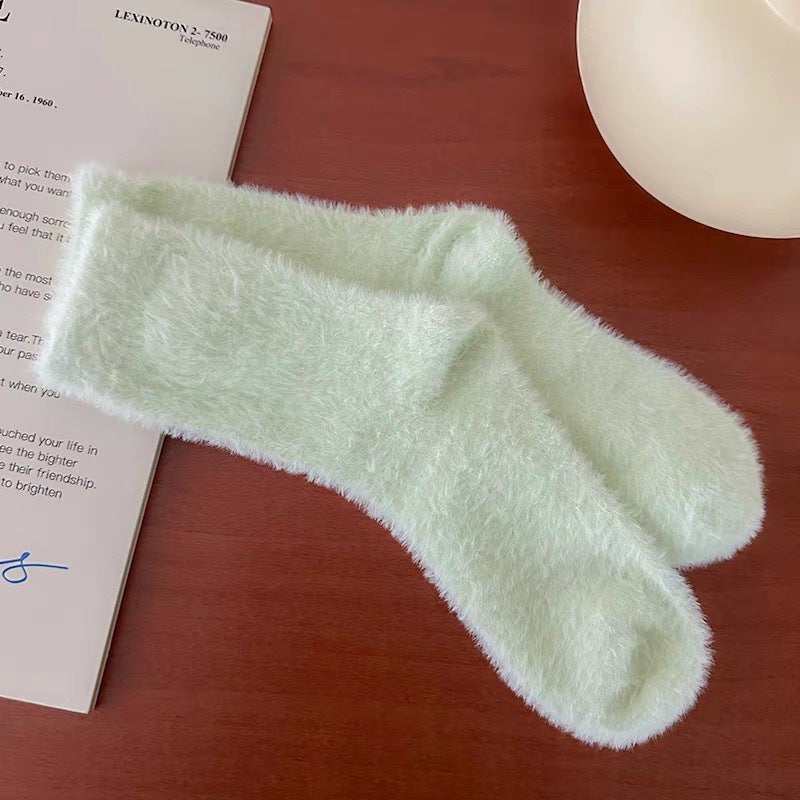 Women's Fuzzy Cozy Crew Socks | Warm Plush Winter Lounge Socks