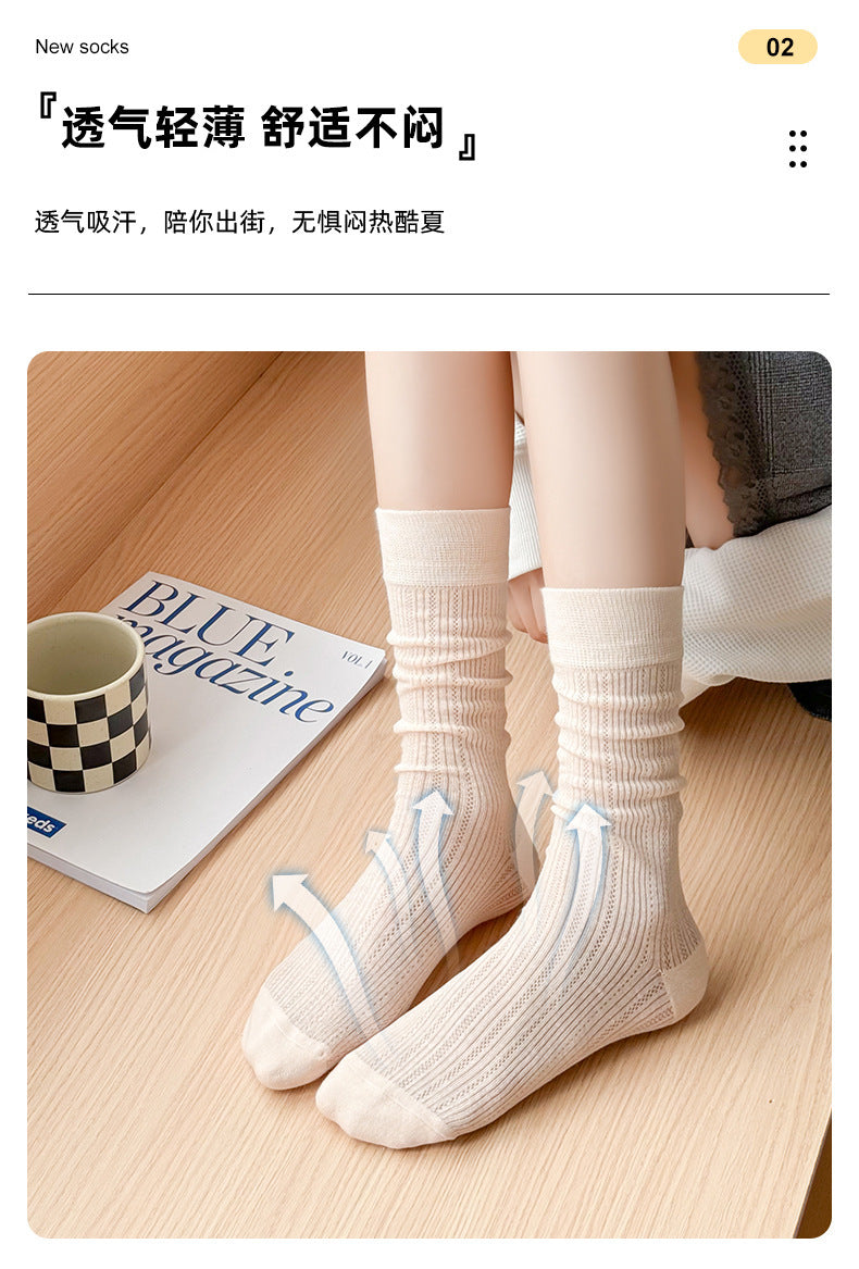 Thin Cotton Calf Socks | Breathable Solid Summer Socks for Women
