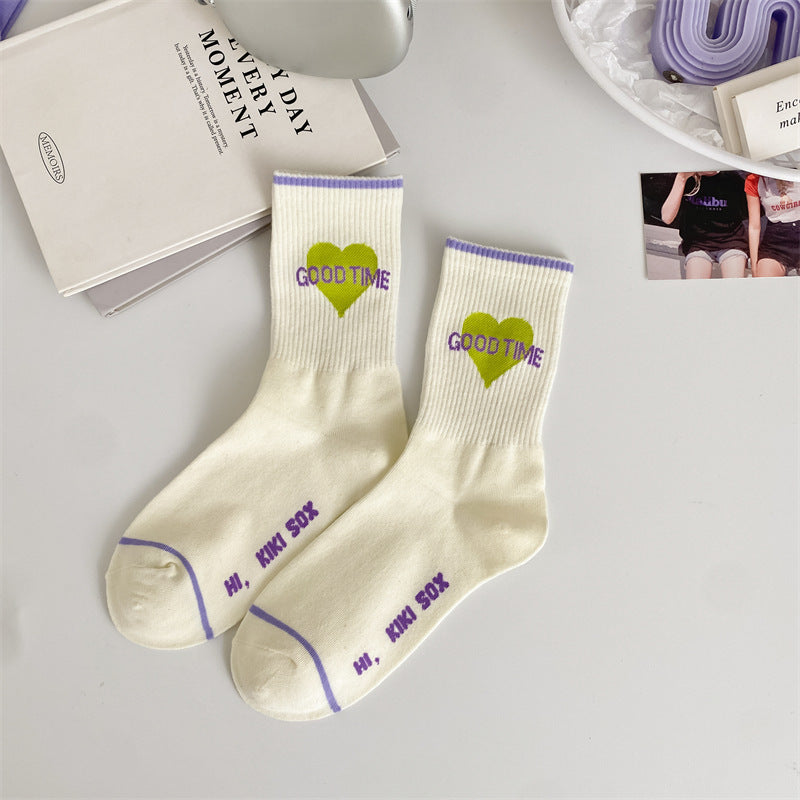 Trendy Graphic Crew Socks | Cotton Casual Athletic Socks for Women