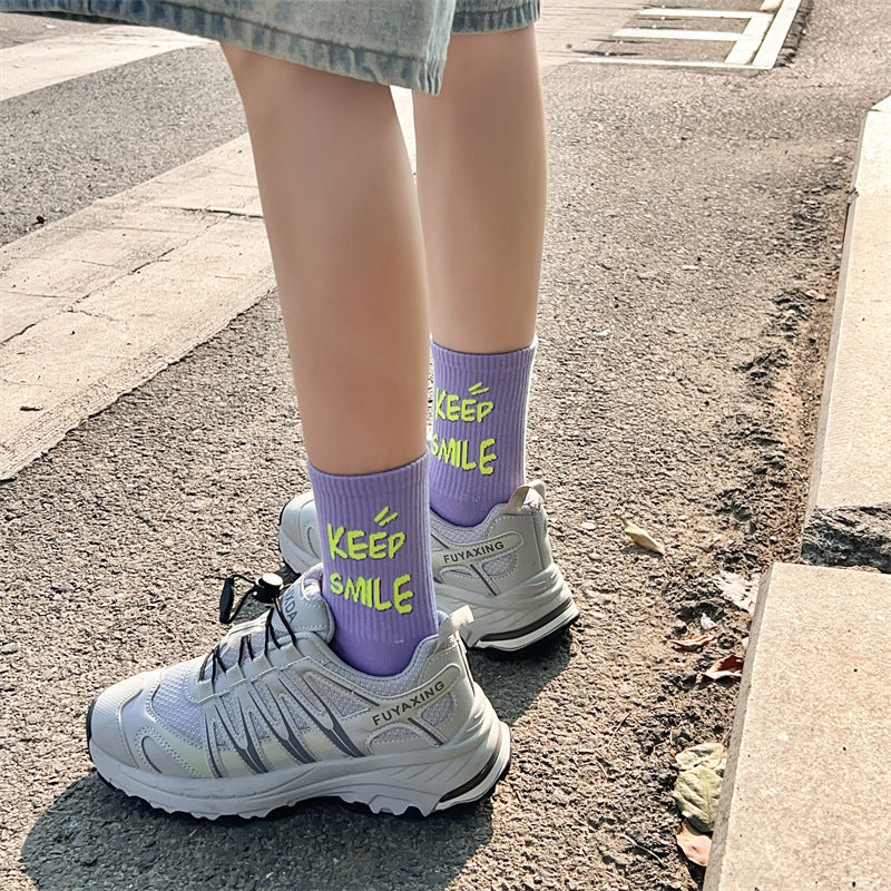 Trendy Graphic Crew Socks | Cotton Casual Athletic Socks for Women