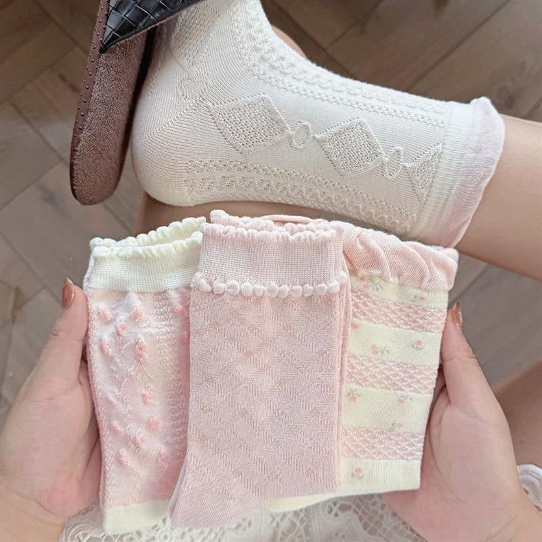 Sweet Patterned Crew Socks for Women | Breathable Cotton Casual Socks