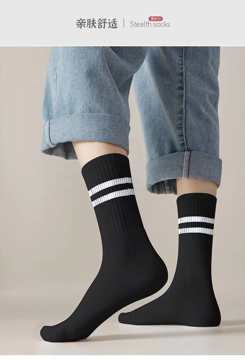 Striped Athletic Crew Socks | Moisture-Wicking Running Socks for Women
