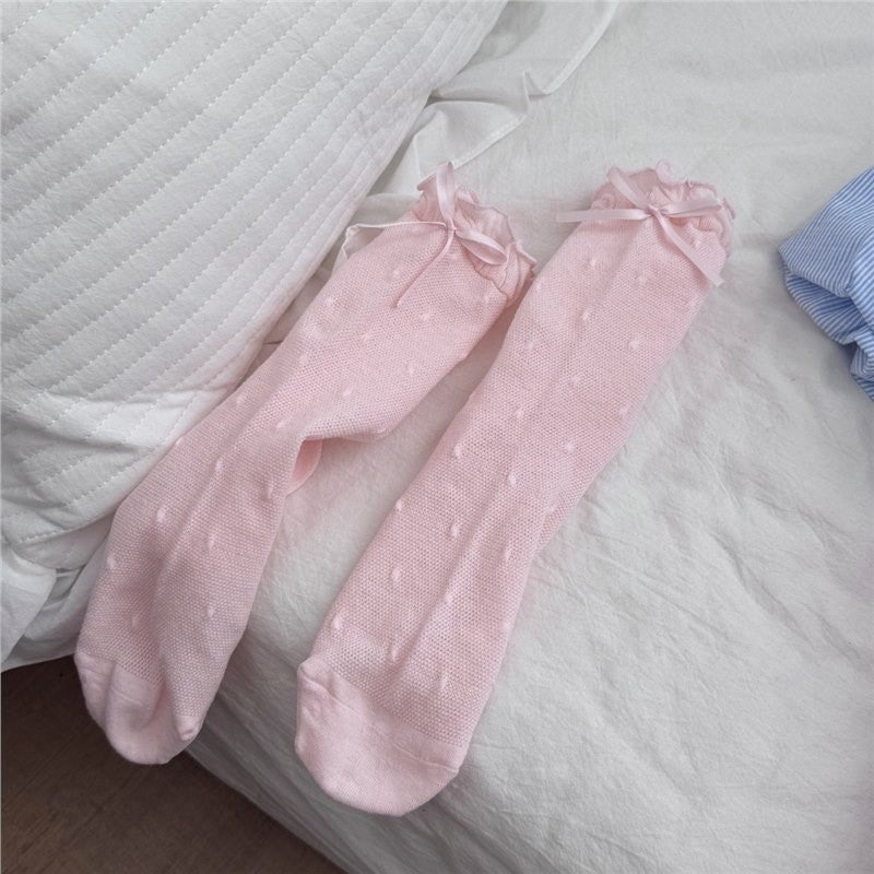 Ruffled Balletcore Crew Socks for Women | Breathable Summer Socks