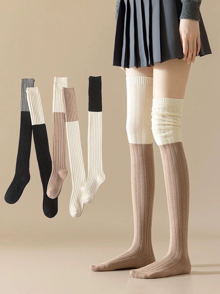Color Block Striped Over-the-Knee Thigh High Socks For Women