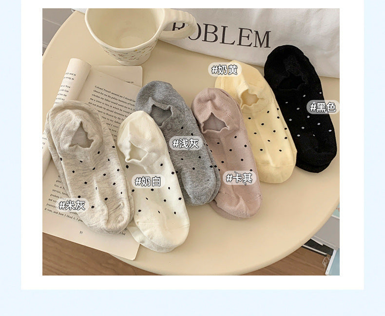 Polka Dot No Show Socks for Women | Breathable Cotton Low Cut