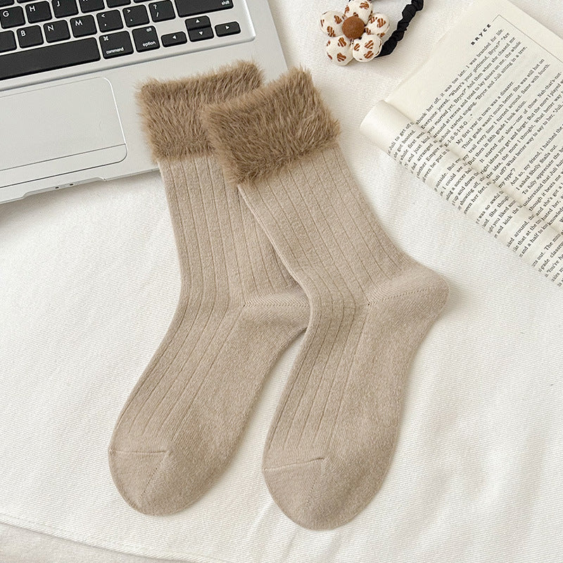 Fuzzy Cozy Crew Socks | Warm Winter Socks for Women