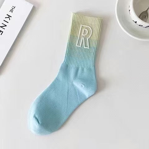 Gradient R Logo Crew Socks | Breathable Athletic Socks for Women