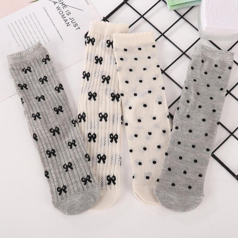 Women's Ballet Mesh Crew Socks | Breathable Patterned Summer Socks