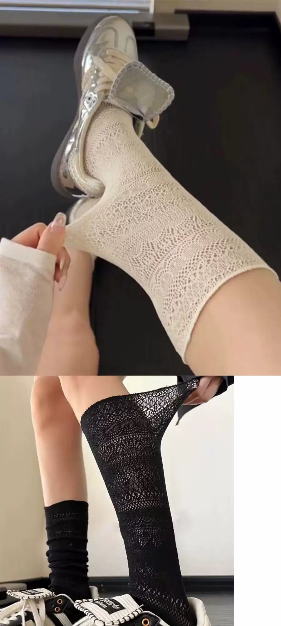Lace Knee High Slouch Socks | Thin Breathable Summer Socks for Women