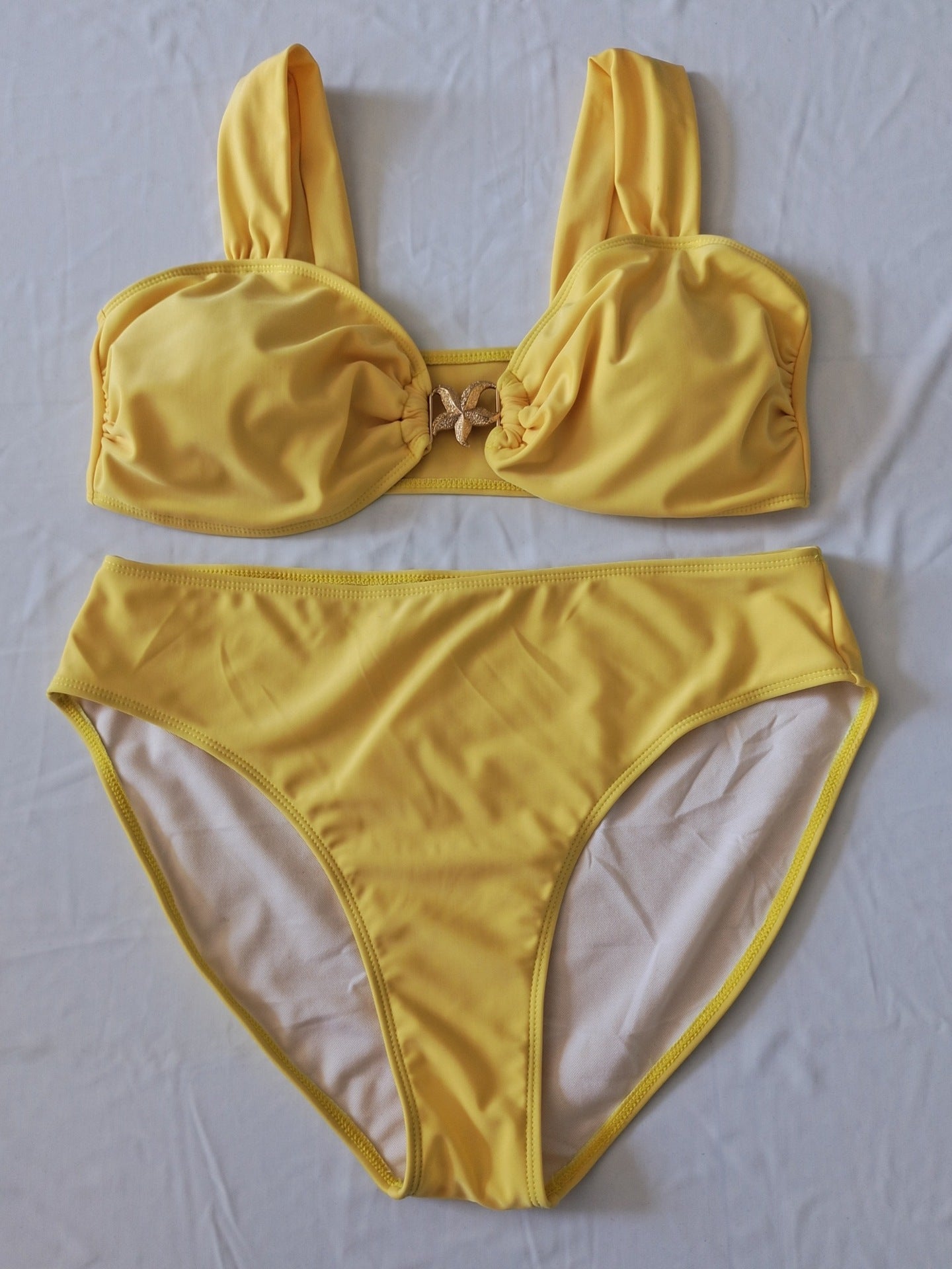 High-Waisted Lemon Yellow Plus Size Bikini | Women's Swimwear