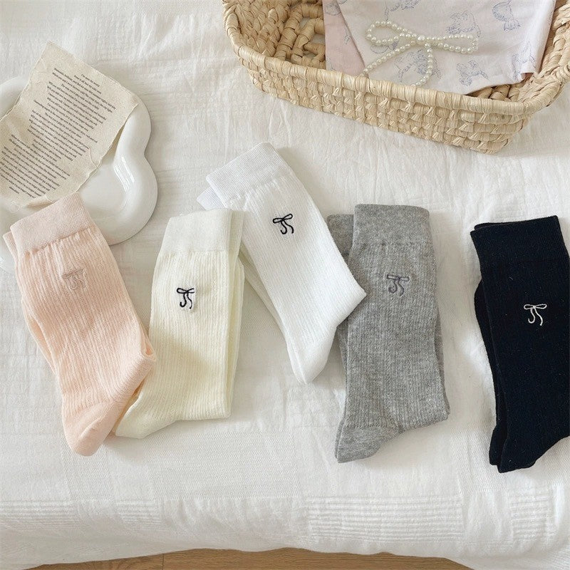 Ballet Bow Cotton Crew Socks | Breathable Summer Socks for Women