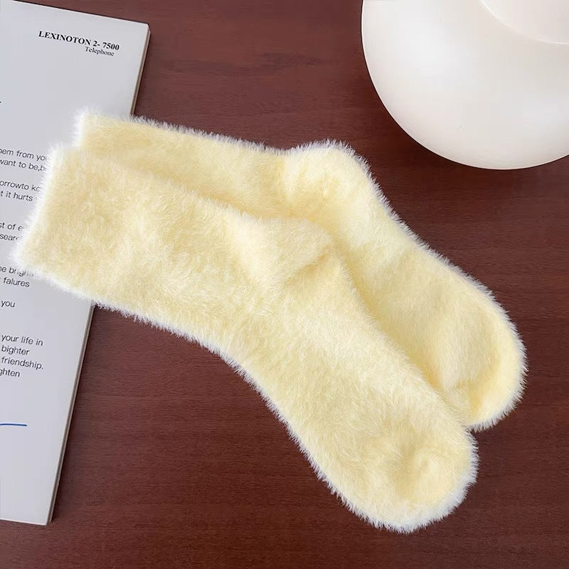 Women's Fuzzy Cozy Crew Socks | Warm Plush Winter Lounge Socks