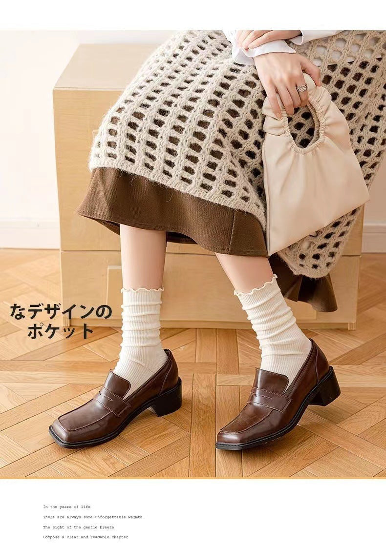 Ruffled Crew Socks for Women | Vintage Cotton Mid-Calf Socks