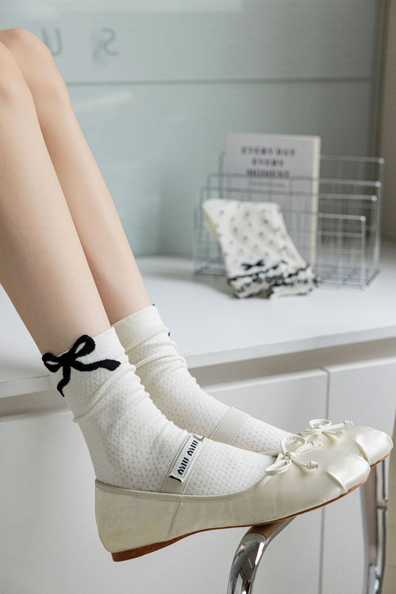 Balletcore Bow Crew Socks for Women | Breathable Summer Socks