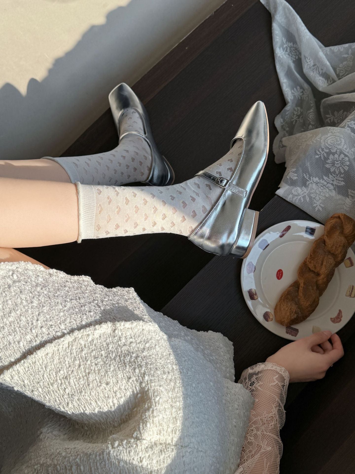 Sheer Cotton Crew Socks | Thin Summer Mid-Calf for Women