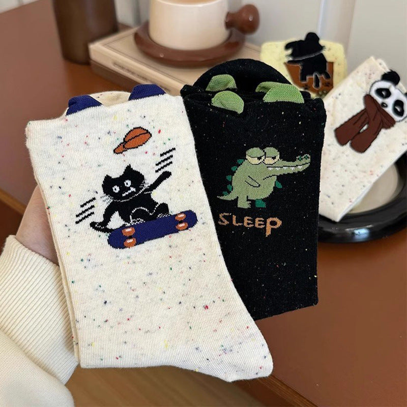 Cute Novelty Crew Socks | Fun Cartoon Patterned Socks for Women