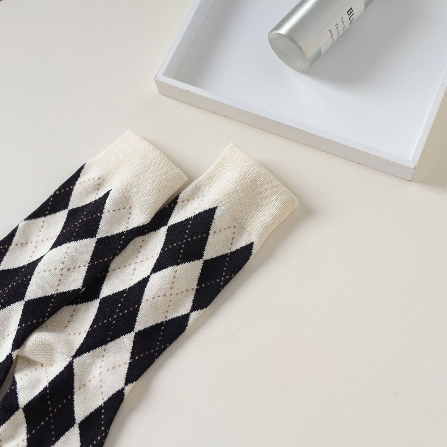 Vintage Argyle Crew Socks for Women | Retro Patterned Mid-Calf Socks
