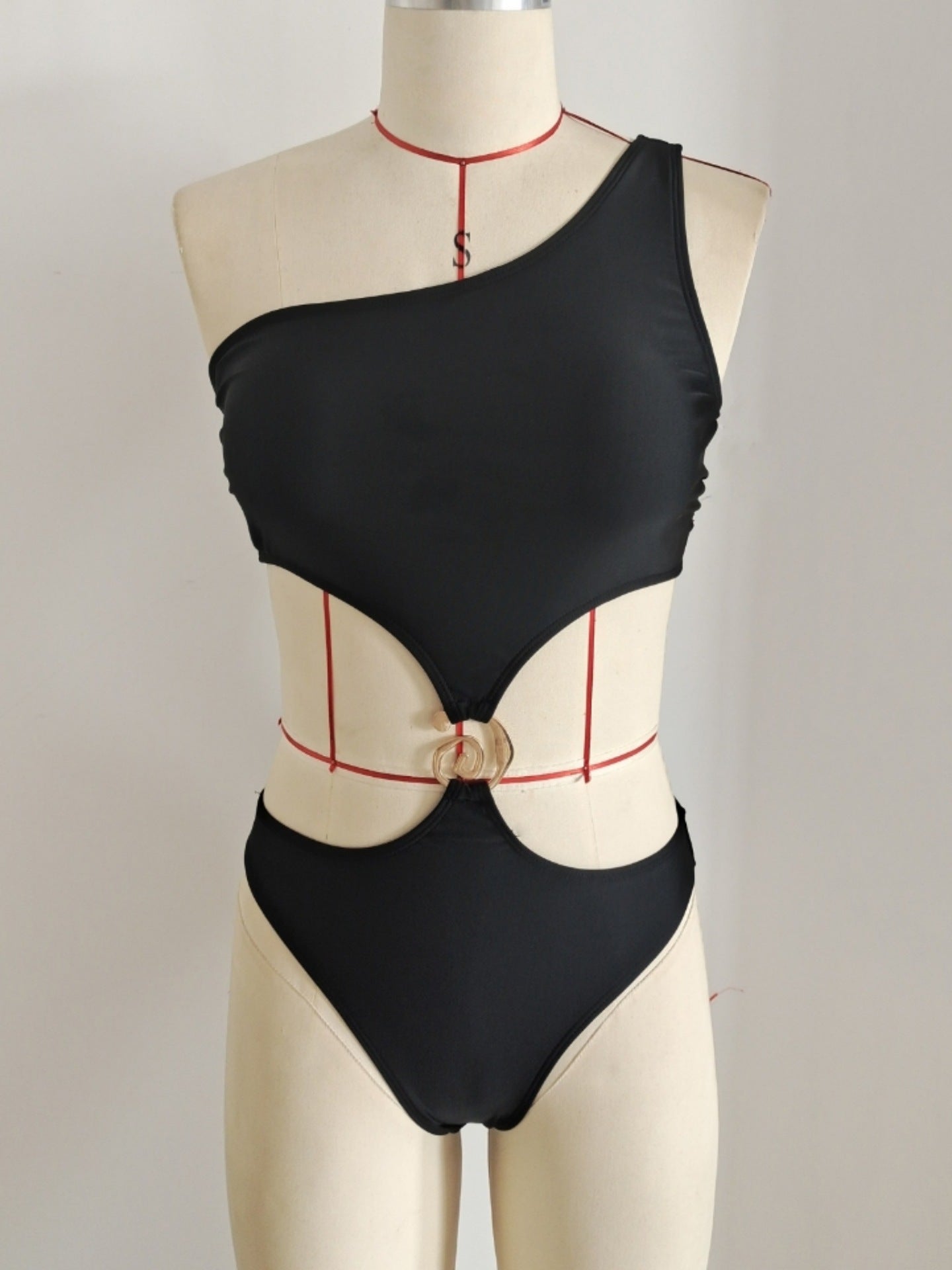 Sexy Cutout Solid One-Piece Swimsuit | Women's Beach Swimwear