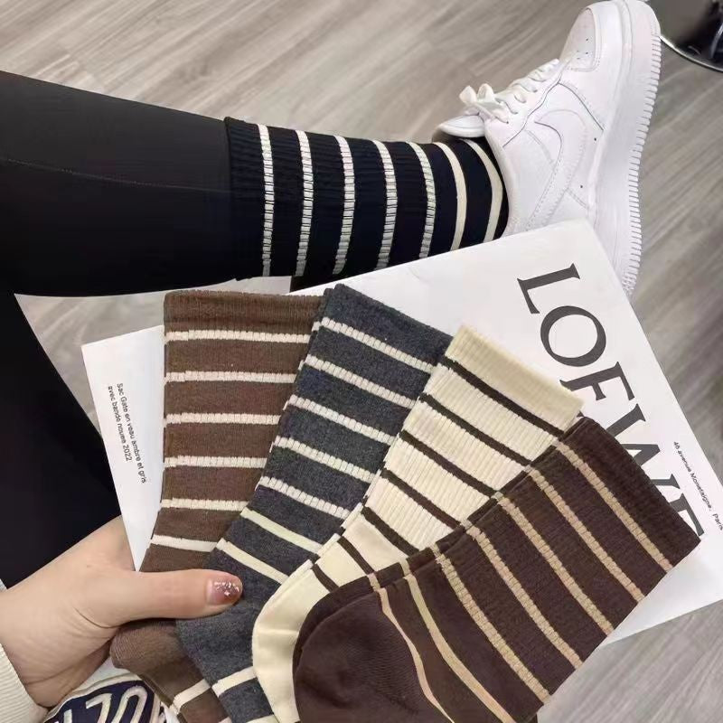 Striped Crew Socks for Women | Cotton Casual Athletic Mid-Calf Socks