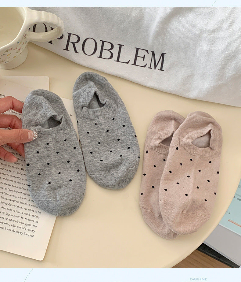 Polka Dot No Show Socks for Women | Breathable Cotton Low Cut