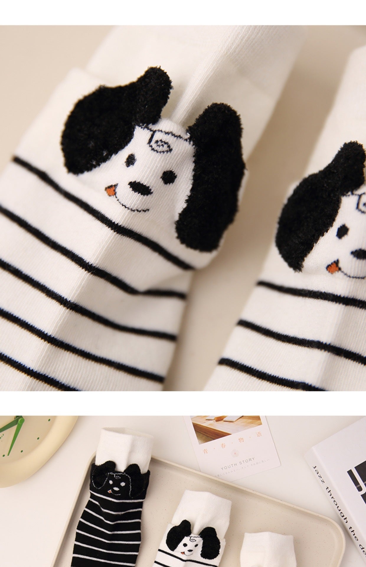 Cute 3D Puppy Cotton Novelty Crew Socks for Women