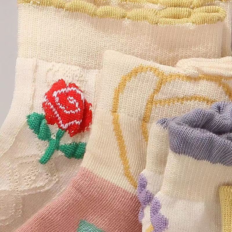 Floral Ruffle Ankle Socks for Women | Breathable Cotton Everyday Socks