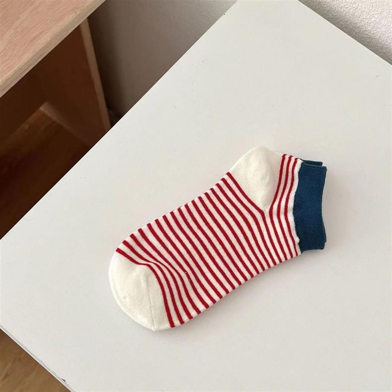 Striped Ankle Socks for Women | Color Block Cotton Casual Socks